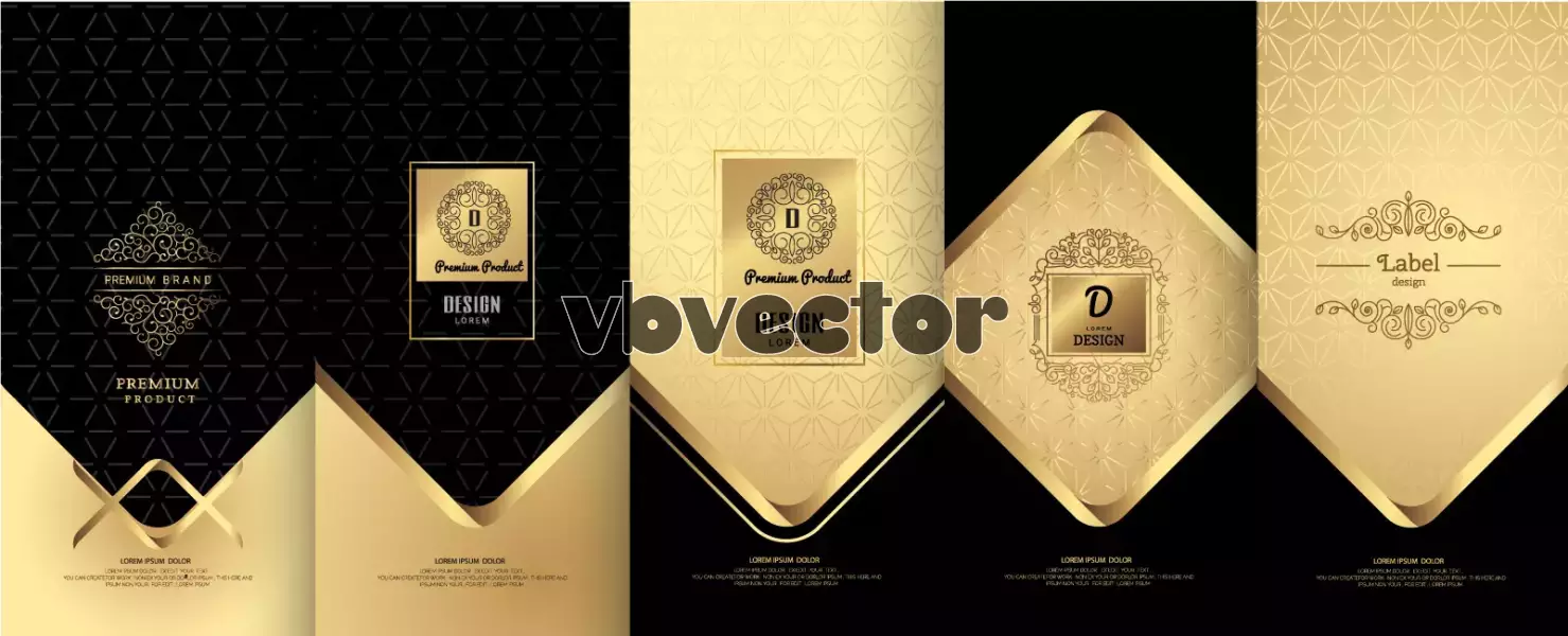 وکتور ست پس زمینه و بنر لوکس طلایی
