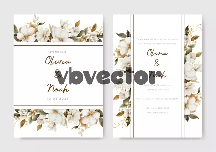 وکتور قالب آماده کارت دعوت با طراحی گل و شکوفه