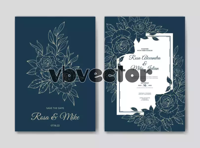 وکتور کارت دعوت با طراحی گل و گیاه