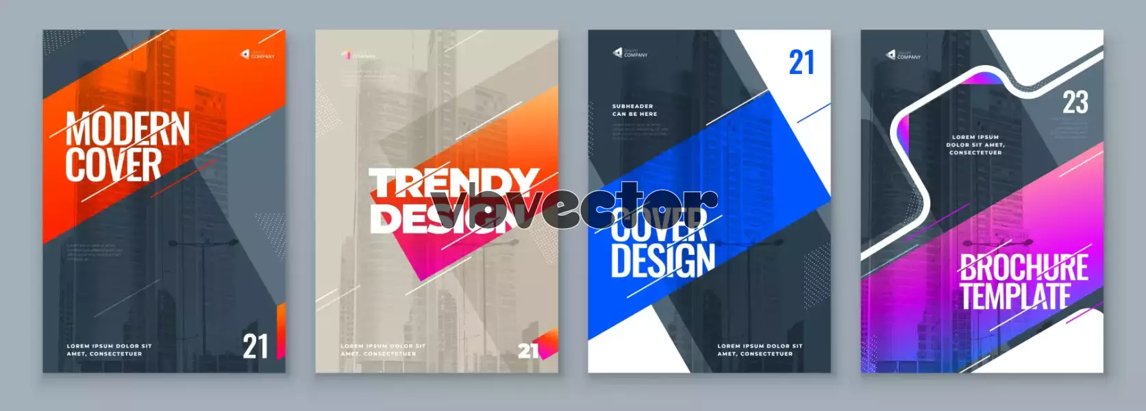 وکتور ست قالب کاور و جلد مدرن تجاری اداری