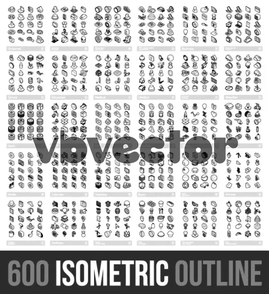 وکتور کلکسیون آیکون های تخت سیاه و سفید