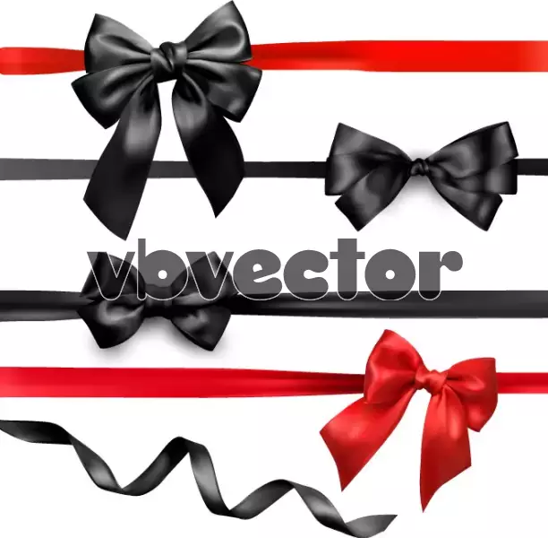 وکتور واقع بینانه روبان های تزئینی قرمز و سیاه