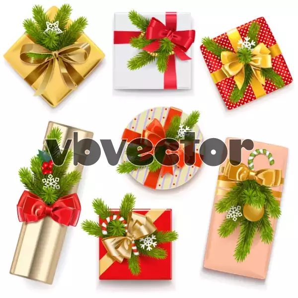وکتور طراحی واقع بینانه مجموعه کادو و هدیه