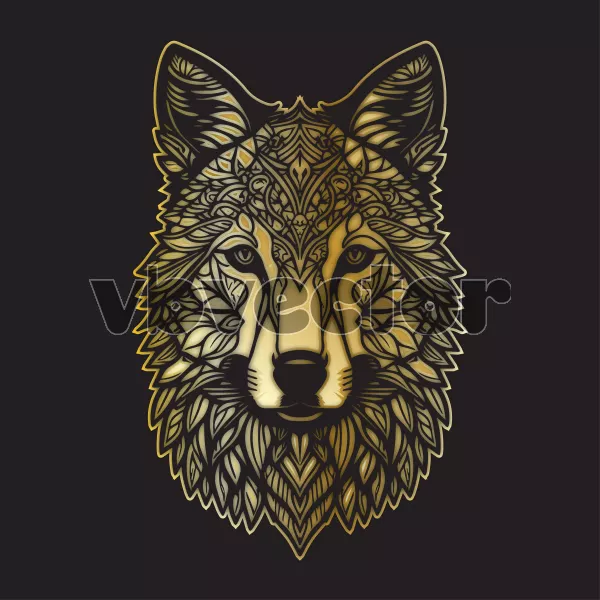 وکتور طراحی گرگ طلایی