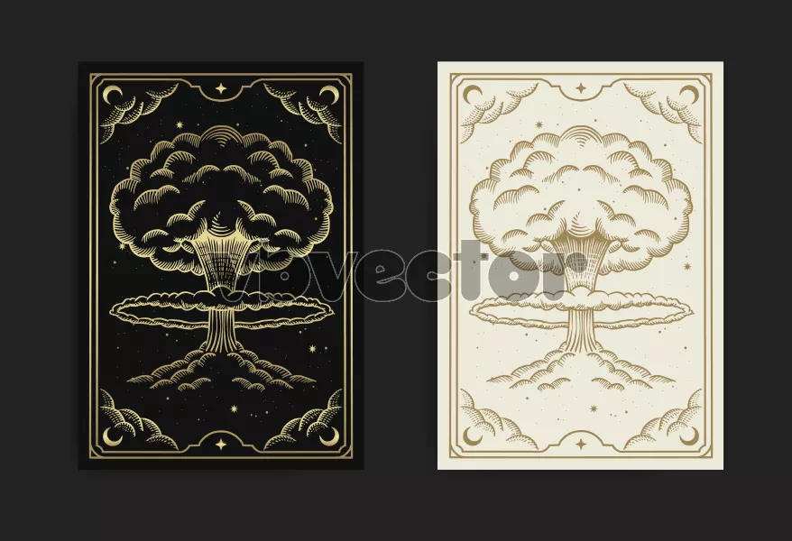 وکتور طراحی هنری آتشفشان طلایی