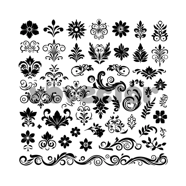 وکتور طراحی های سیاه و سفید طرح سنتی