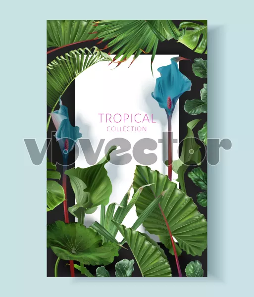 وکتور قالب آماده با طراحی واقع بینانه برگ های گیاهان