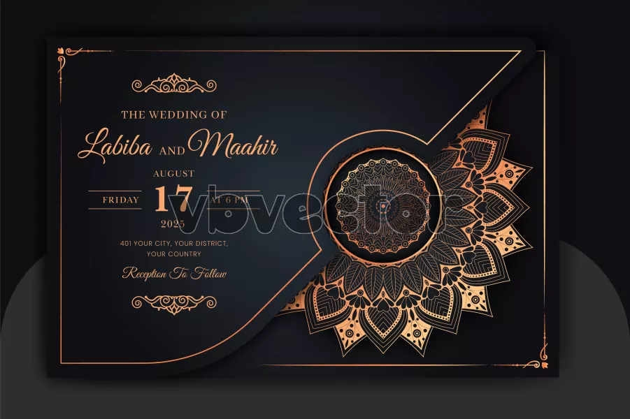 وکتور قالب آماده گواهی و طرح ماندالا طلایی