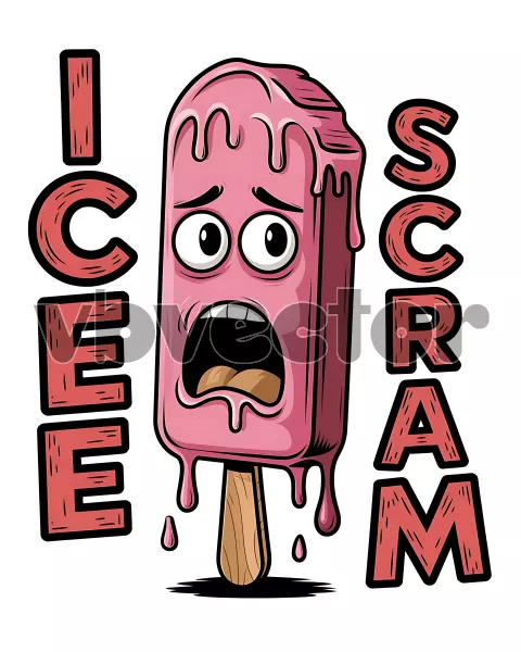 وکتور طراحی و نقاشی کارتونی بستنی چوبی