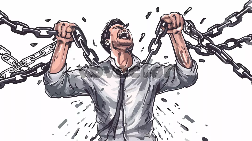 وکتور طراحی مفهومی شخصیت و زنجیر ها