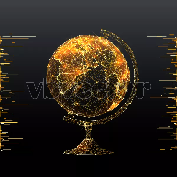 وکتور پس زمینه طلایی درخشان کره زمین