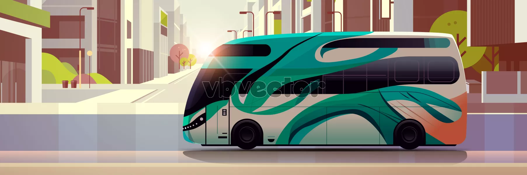 وکتور واقع بینانه اتوبوس مسافرتی