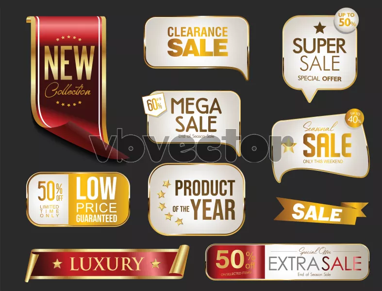 وکتور ست لیبل لوکس طلایی شماره یک