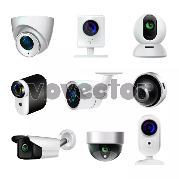 وکتور واقع بینانه مجموعه دوربین مداربسته