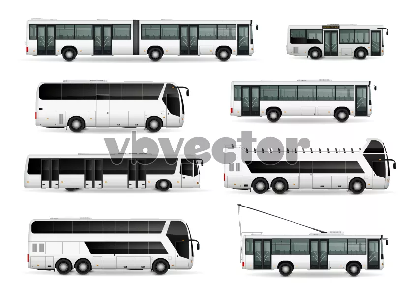 وکتور واقع بینانه اتوبوس های شهری و بین شهری