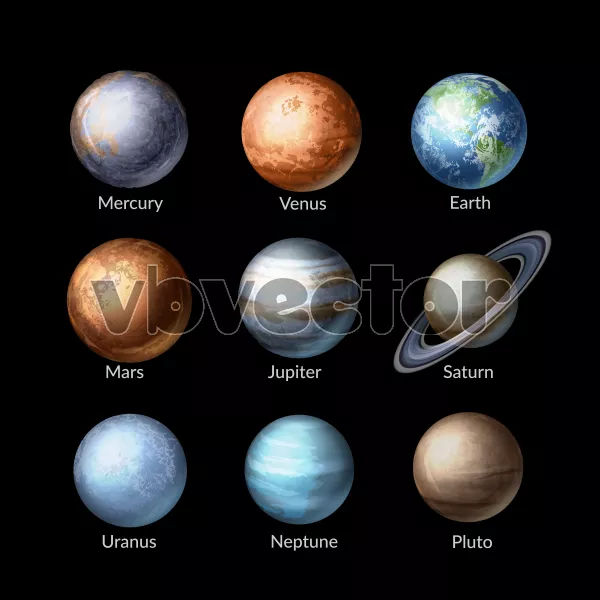وکتور واقع بینانه سیارات مختلف