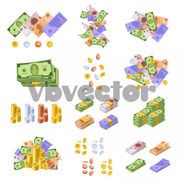 وکتور کارتونی سکه و اسکناس