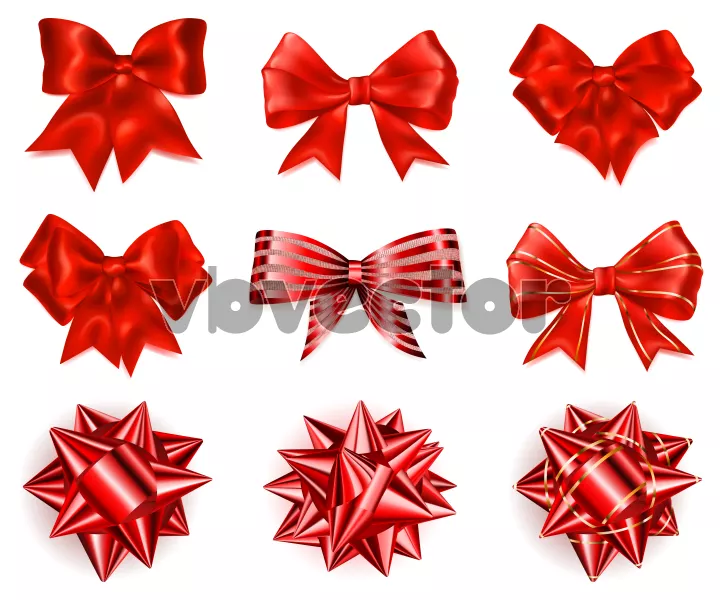 وکتور واقع بینانه روبان های تزئینی قرمز رنگ