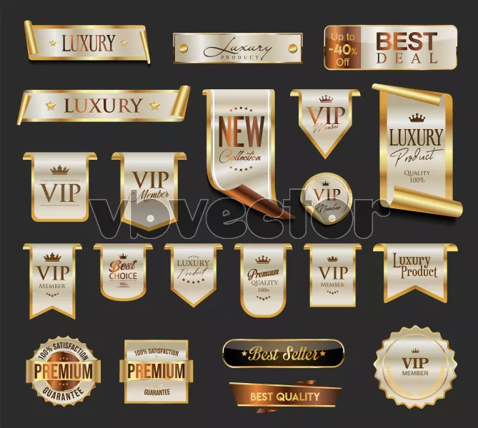 وکتور ست لیبل لوکس طلایی