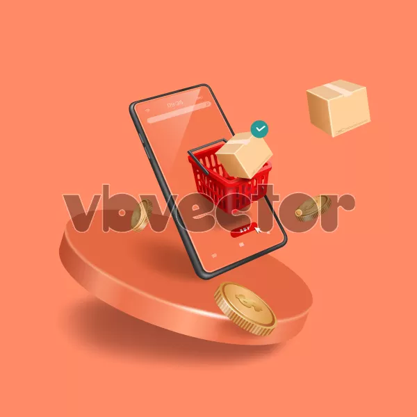 وکتور سه بعدی خرید آنلاین و ارسال محصولات