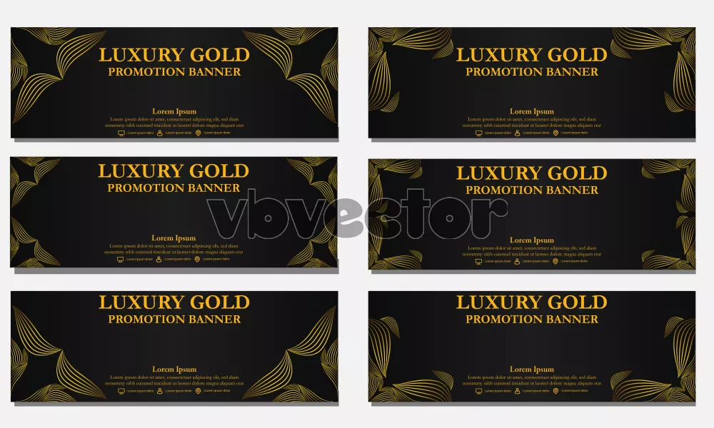 وکتور ست بنر و هدر لوکس طلایی لایه ای