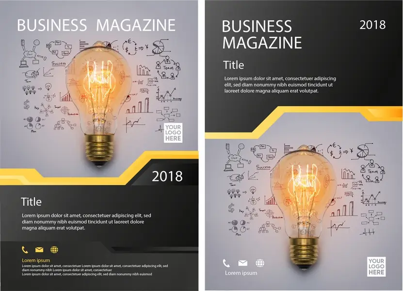 وکتور قالب آماده مدرن با طرح لامپ شماره دو