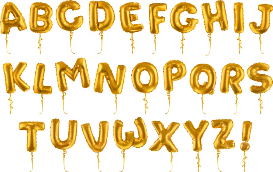 وکتور فونت و حروف انگلیسی طرح بادکنک طلایی