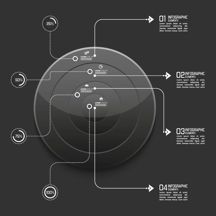 وکتور اینفوگرافیک دایره ای شیشه ای تیره
