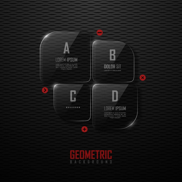 وکتور اینفوگرافیک شیشه ای با چهار مرحله