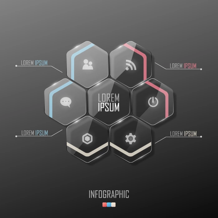 وکتور اینفوگرافیک شیشه ای چند ضلعی شفاف