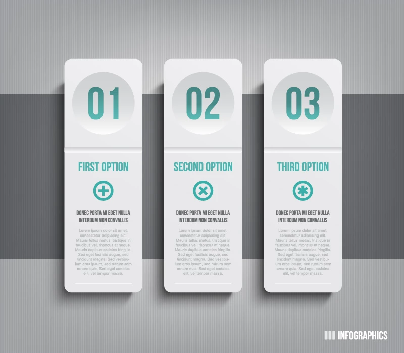 وکتور اینفوگرافیک با سه مرحله شماره یک