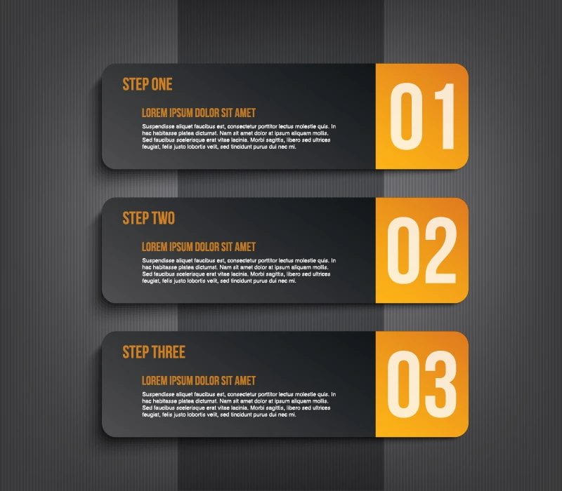 وکتور اینفوگرافیک با سه مرحله شماره پنج