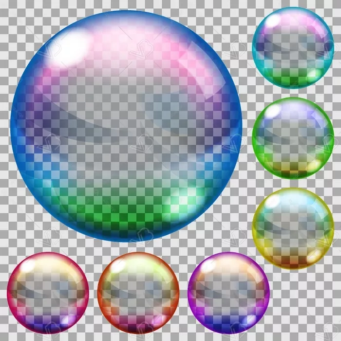 وکتور حباب های رنگارنگ شفاف شماره یک