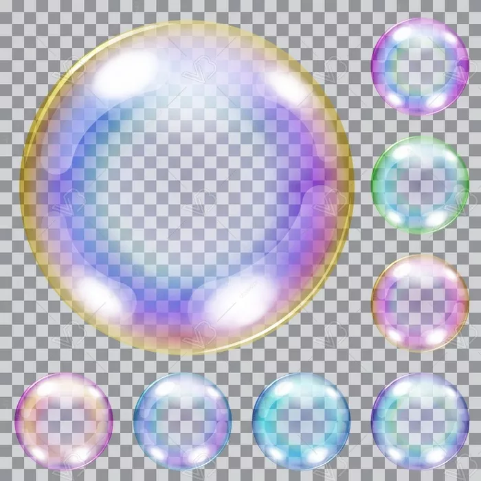 وکتور حباب های رنگارنگ شفاف شماره دو