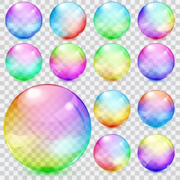 وکتور حباب های رنگارنگ شفاف شماره چهار