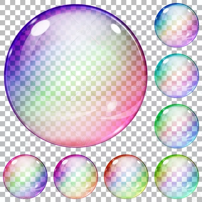 وکتور حباب های رنگارنگ شفاف شماره شش