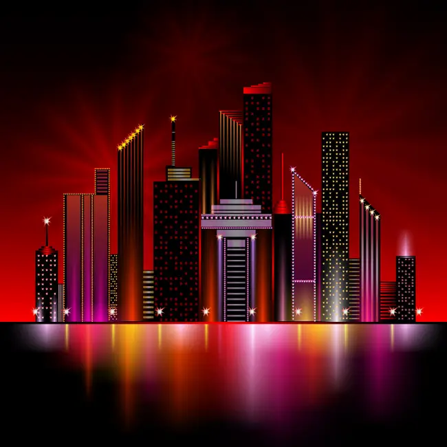 وکتور پس زمینه شهر و ساختمان ها قرمز رنگ