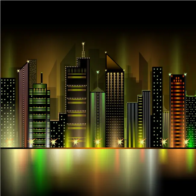 وکتور پس زمینه شهر و ساختمان ها زرد رنگ