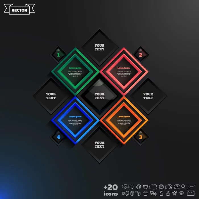 وکتور اینفوگرافیک شماره یک سیاه