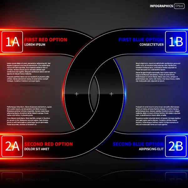 وکتور اینفوگرافیک درخشان آبی و قرمز شماره دو