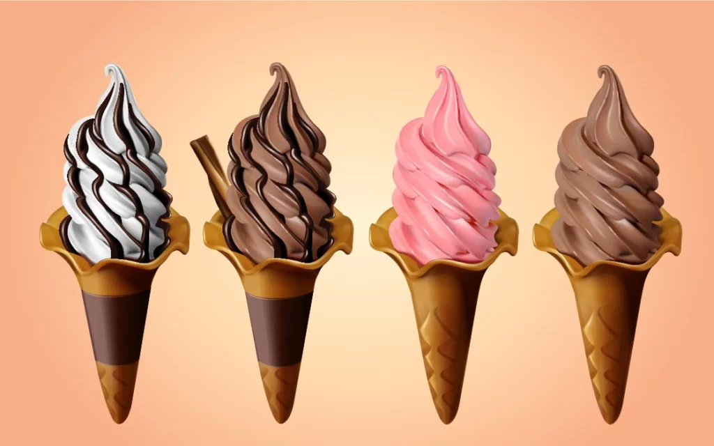 دانلود وکتور بستنی قیفی شکلاتی و میوه ای