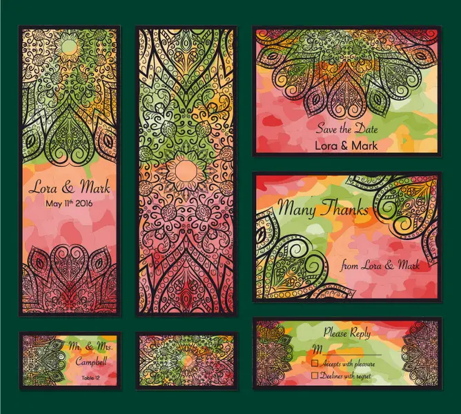 وکتور ست قالب آماده سنتی با طراحی ماندالا