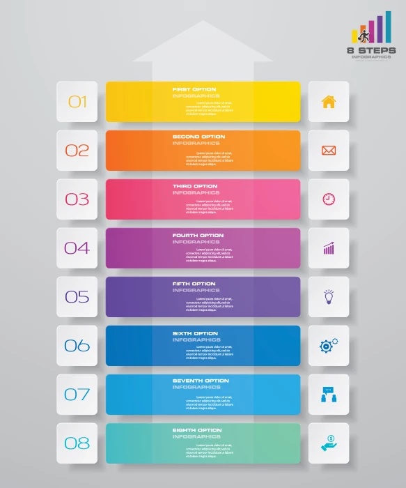 وکتور اینفوگرافیک با هشت مرحله
