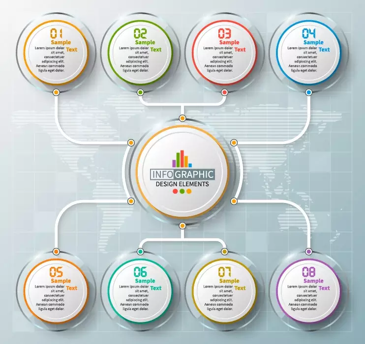 وکتور اینفوگرافیک با هشت انتخاب