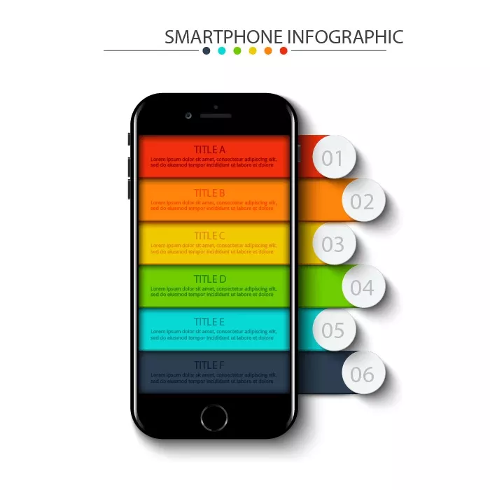 وکتور اینفوگرافیک طرح موبایل رنگارنگ
