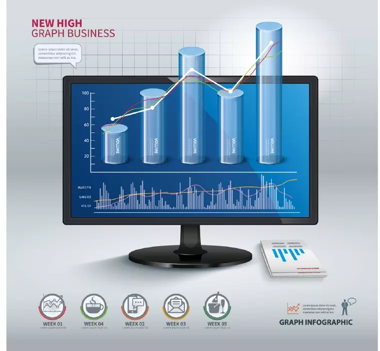 وکتور اینفوگرافیک و مانیتور