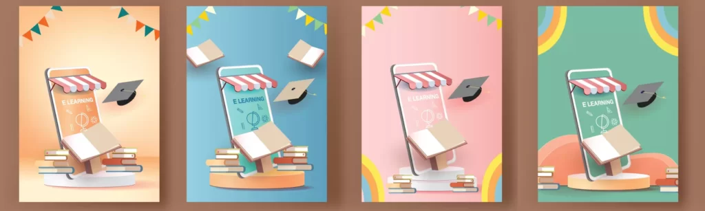 دانلود وکتور مجموعه طراحی سه بعدی درس و مدرسه و آموزش آنلاین