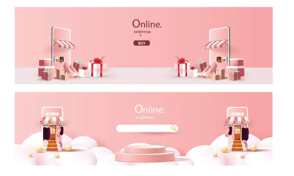 دانلود وکتور قالب بنر با طرح فروشگاه و خرید