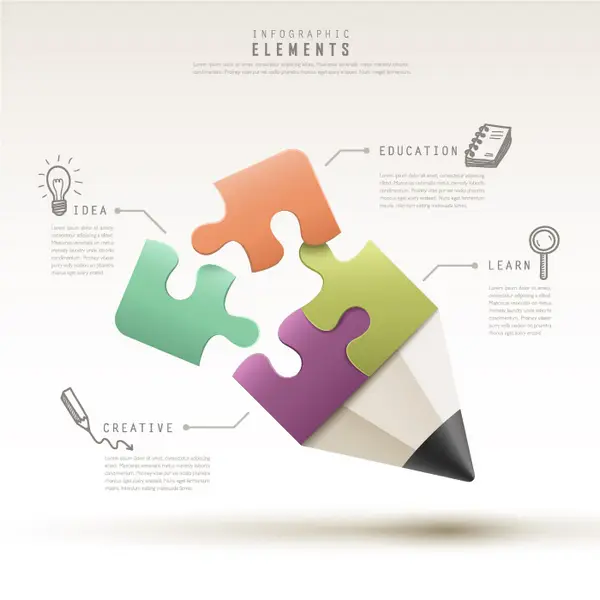 وکتور اینفوگرافیک طرح مداد و پازل