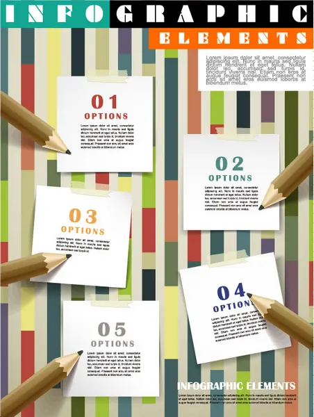 وکتور اینفوگرافیک طرح مداد و کاغذ یادداشت